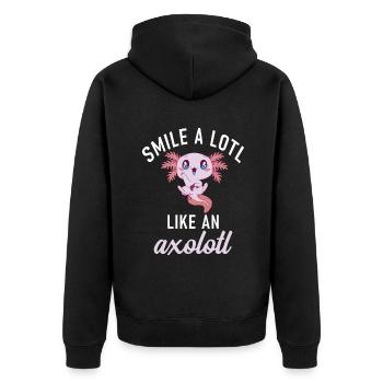 Axolotl Liebhaber Geschenke - Unisex Premium Bio Zip Hoodie - Schwarz - Hinten - Nico (187cm)