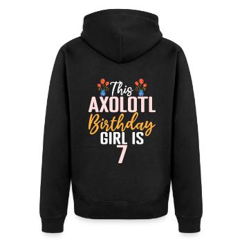 Axolotl Liebhaber Geschenke - Unisex Premium Bio Zip Hoodie - Schwarz - Hinten - Nico (187cm)