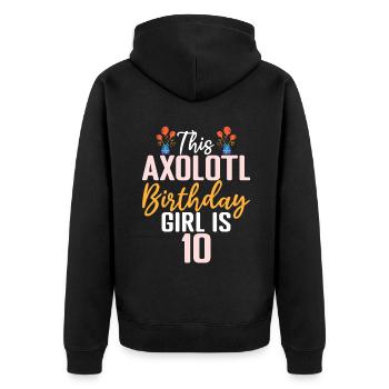 Axolotl Liebhaber Geschenke - Unisex Premium Bio Zip Hoodie - Schwarz - Hinten - Nico (187cm)