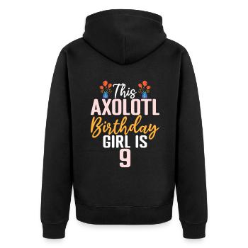 Axolotl Liebhaber Geschenke - Unisex Premium Bio Zip Hoodie - Schwarz - Hinten - Nico (187cm)