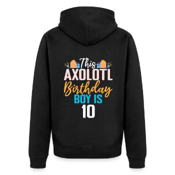 Axolotl Liebhaber Geschenke - Unisex Premium Bio Zip Hoodie - Schwarz - Hinten - Nico (187cm)