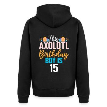 Axolotl Liebhaber Geschenke - Unisex Premium Bio Zip Hoodie - Schwarz - Hinten - Nico (187cm)