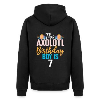 Axolotl Liebhaber Geschenke - Unisex Premium Bio Zip Hoodie - Schwarz - Hinten - Nico (187cm)