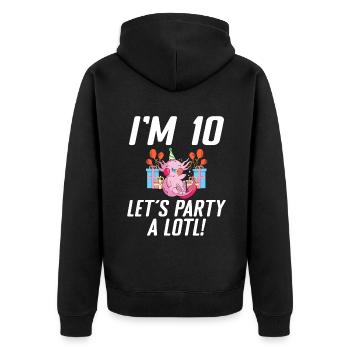 Axolotl Liebhaber Geschenke - Unisex Premium Bio Zip Hoodie - Schwarz - Hinten - Nico (187cm)