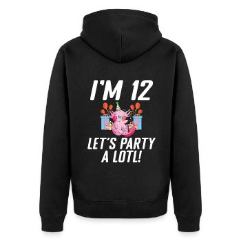 Axolotl Liebhaber Geschenke - Unisex Premium Bio Zip Hoodie - Schwarz - Hinten - Nico (187cm)