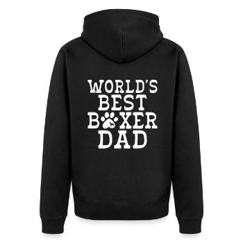 Boxer Hund Geschenke - Unisex Premium Bio Zip Hoodie - Schwarz - Hinten - Nico (187cm)