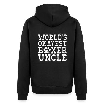 Boxer Hund Geschenke - Unisex Premium Bio Zip Hoodie - Schwarz - Hinten - Nico (187cm)