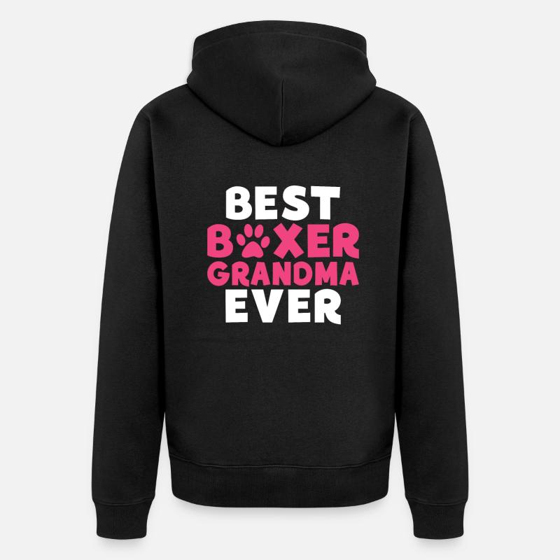 Boxer Hund Geschenke - Unisex Premium Bio Zip Hoodie - Schwarz