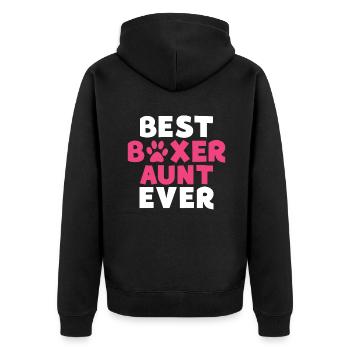 Boxer Hund Geschenke - Unisex Premium Bio Zip Hoodie - Schwarz - Hinten - Nico (187cm)