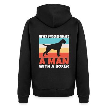 Boxer Hund Geschenke - Unisex Premium Bio Zip Hoodie - Schwarz - Hinten - Nico (187cm)