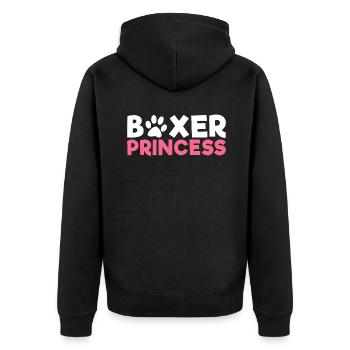 Boxer Hund Geschenke - Unisex Premium Bio Zip Hoodie - Schwarz - Hinten - Nico (187cm)