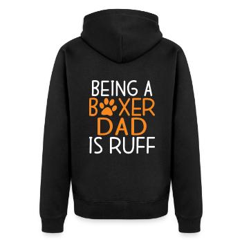 Boxer Hund Geschenke - Unisex Premium Bio Zip Hoodie - Schwarz - Hinten - Nico (187cm)