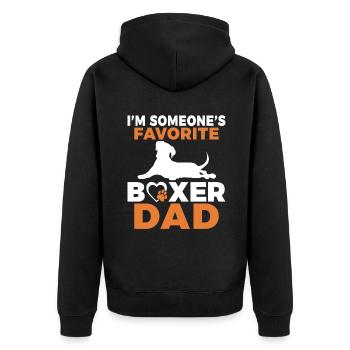 Boxer Hund Geschenke - Unisex Premium Bio Zip Hoodie - Schwarz - Hinten - Nico (187cm)