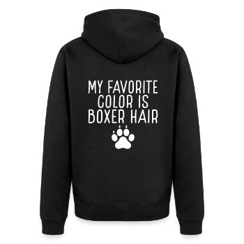 Boxer Hund Geschenke - Unisex Premium Bio Zip Hoodie - Schwarz - Hinten - Nico (187cm)