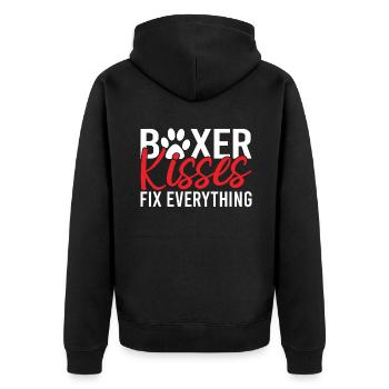 Boxer Hund Geschenke - Unisex Premium Bio Zip Hoodie - Schwarz - Hinten - Nico (187cm)