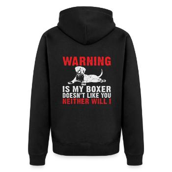 Boxer Hund Geschenke - Unisex Premium Bio Zip Hoodie - Schwarz - Hinten - Nico (187cm)