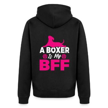 Boxer Hund Geschenke - Unisex Premium Bio Zip Hoodie - Schwarz - Hinten - Nico (187cm)