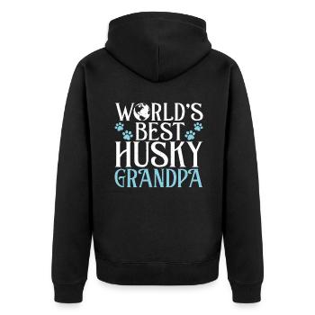 Husky-Hunde-Geschenke - Unisex Premium Bio Zip Hoodie - Schwarz - Hinten - Nico (187cm)