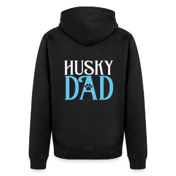 Husky-Hunde-Geschenke - Unisex Premium Bio Zip Hoodie - Schwarz - Hinten - Nico (187cm)