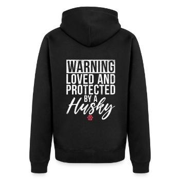 Husky-Hunde-Geschenke - Unisex Premium Bio Zip Hoodie - Schwarz - Hinten - Nico (187cm)