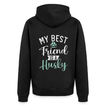Cadeaux de chien Husky - Veste à capuche bio Premium Unisexe - noir - Dos - Nico (187cm)