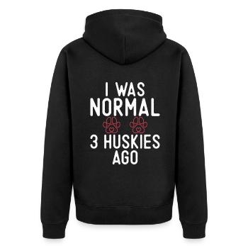 Husky-Hunde-Geschenke - Unisex Premium Bio Zip Hoodie - Schwarz - Hinten - Nico (187cm)