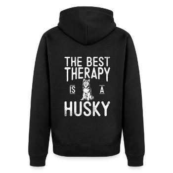 Husky Dog Gifts - Unisex Premium Organic Zip Hoodie - black - Back - Nico (187cm)