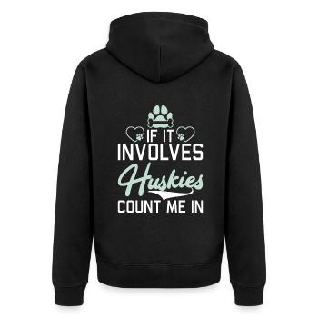 Husky-Hunde-Geschenke - Unisex Premium Bio Zip Hoodie - Schwarz - Hinten - Nico (187cm)