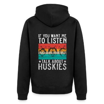 Husky-Hunde-Geschenke - Unisex Premium Bio Zip Hoodie - Schwarz - Hinten - Nico (187cm)