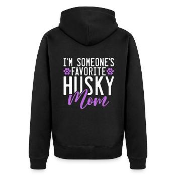 Husky-Hunde-Geschenke - Unisex Premium Bio Zip Hoodie - Schwarz - Hinten - Nico (187cm)