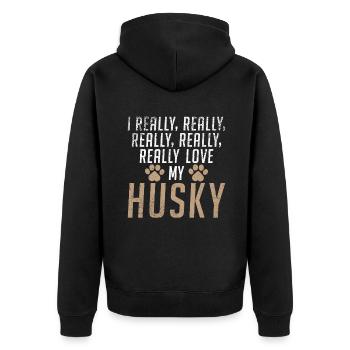 Cadeaux de chien Husky - Veste à capuche bio Premium Unisexe - noir - Dos - Nico (187cm)