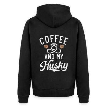 Husky Dog Gifts - Unisex Premium Organic Zip Hoodie - black - Back - Nico (187cm)