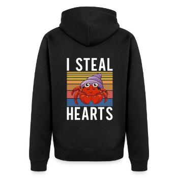 Hermit Crab Gifts - Unisex Premium Organic Zip Hoodie - black - Back - Nico (187cm)