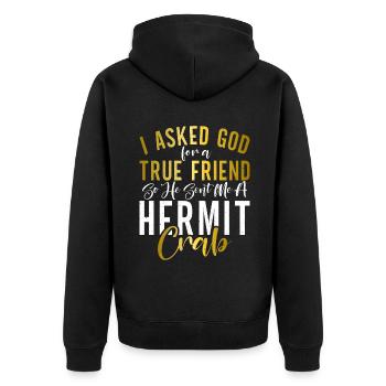 Hermit Crab Gifts - Unisex Premium Organic Zip Hoodie - black - Back - Nico (187cm)