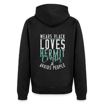 Hermit Crab Gifts - Unisex Premium Organic Zip Hoodie - black - Back - Nico (187cm)