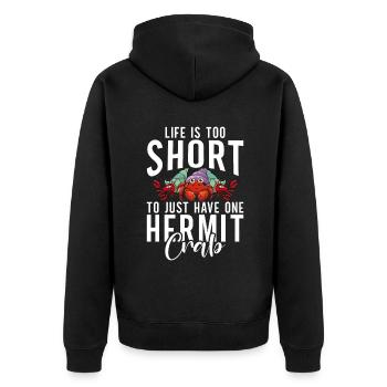 Hermit Crab Gifts - Unisex Premium Organic Zip Hoodie - black - Back - Nico (187cm)