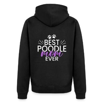 Geschenke zum Suchbegriff: "Pudel" - Unisex Premium Bio Zip Hoodie - Schwarz - Hinten - Nico (187cm)