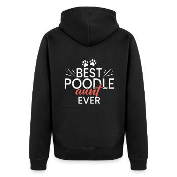 Geschenke zum Suchbegriff: "Pudel" - Unisex Premium Bio Zip Hoodie - Schwarz - Hinten - Nico (187cm)