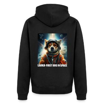 Hund im Weltraum LAIKA Raumfahrt Astronaut - Unisex Premium Bio Zip Hoodie - Schwarz - Hinten - Nico (187cm)