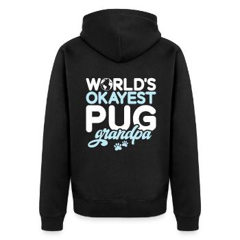 Pug Gifts for Pug Lovers - Unisex Premium Bio Zip Hoodie - Schwarz - Hinten - Nico (187cm)