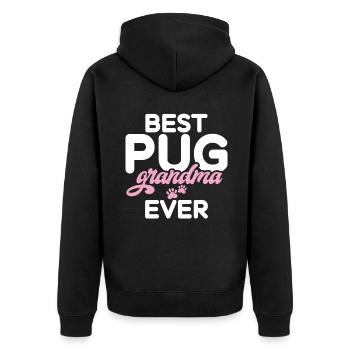 Pug Gifts for Pug Lovers - Unisex Premium Bio Zip Hoodie - Schwarz - Hinten - Nico (187cm)