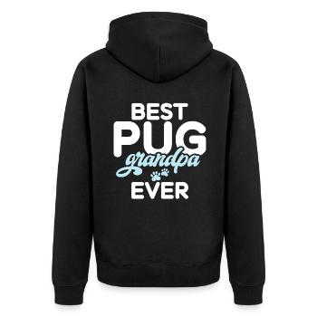 Pug Gifts for Pug Lovers - Unisex Premium Bio Zip Hoodie - Schwarz - Hinten - Nico (187cm)