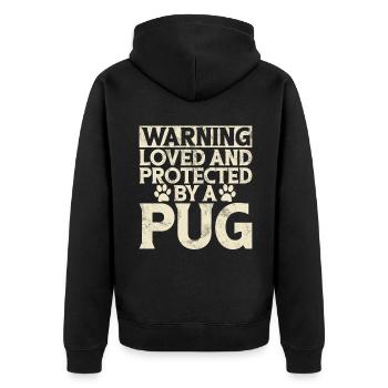 Pug Gifts for Pug Lovers - Unisex Premium Bio Zip Hoodie - Schwarz - Hinten - Nico (187cm)