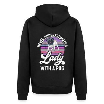 Pug Gifts for Pug Lovers - Unisex Premium Bio Zip Hoodie - Schwarz - Hinten - Nico (187cm)