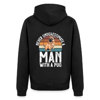 Pug Gifts for Pug Lovers - Unisex Premium Bio Zip Hoodie - Schwarz - Hinten - Nico (187cm)