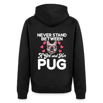 Pug Gifts for Pug Lovers - Unisex Premium Organic Zip Hoodie - black - Back - Nico (187cm)