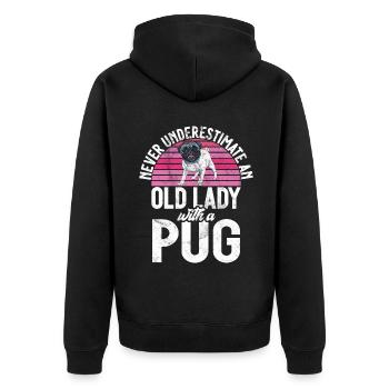 Pug Gifts for Pug Lovers - Unisex Premium Bio Zip Hoodie - Schwarz - Hinten - Nico (187cm)