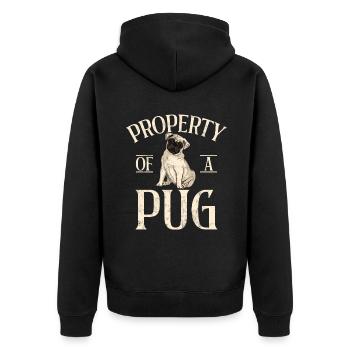 Pug Gifts for Pug Lovers - Unisex Premium Bio Zip Hoodie - Schwarz - Hinten - Nico (187cm)