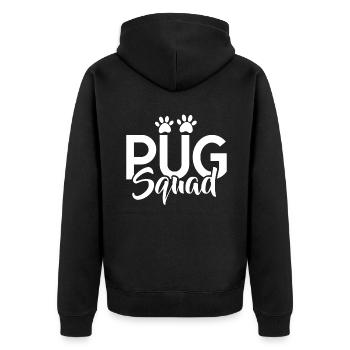 Pug Gifts for Pug Lovers - Unisex Premium Bio Zip Hoodie - Schwarz - Hinten - Nico (187cm)