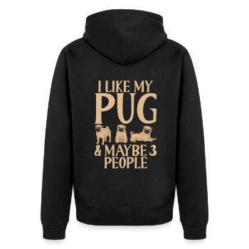 Pug Gifts for Pug Lovers - Unisex Premium Bio Zip Hoodie - Schwarz - Hinten - Nico (187cm)